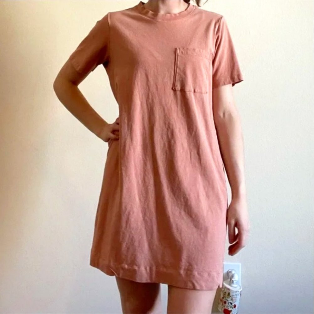 Everlane T-Shirt Pocket Dress Peach/ Pink Size XS